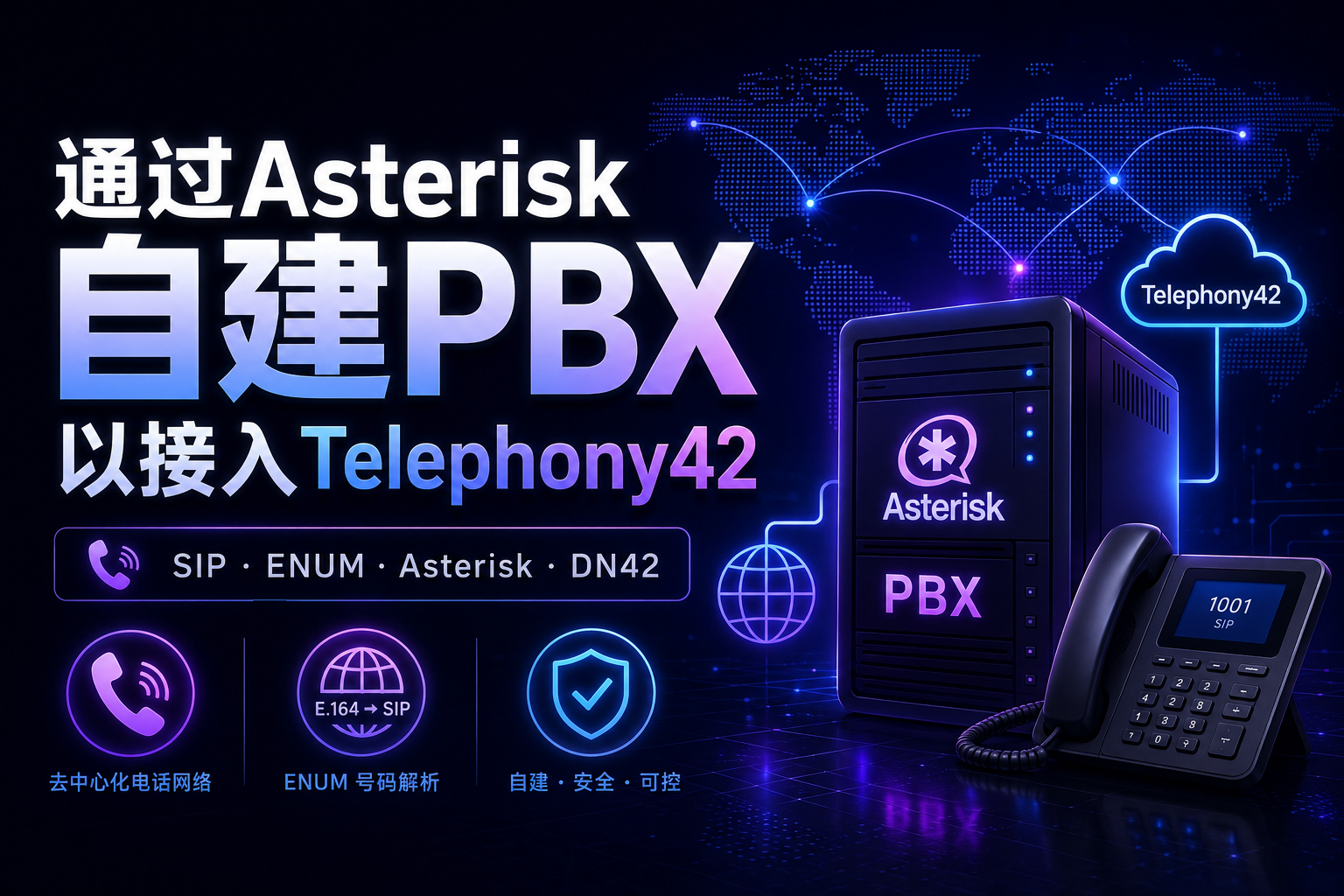 通过Asterisk自建PBX以接入Telephony42